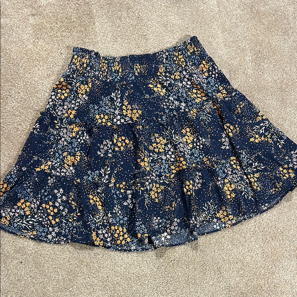 Market & Spruce Tiered Skater Mini Skirt Blue Tan XL Stitch Fix NWT